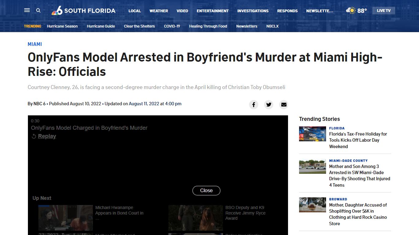 OnlyFans Model Arrested in Boyfriend's Murder at Miami High-Rise: Officials
